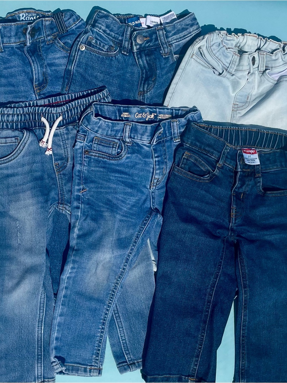 2T Mixed brand Blue Denim Jeans Pack - Light to Dark Blue